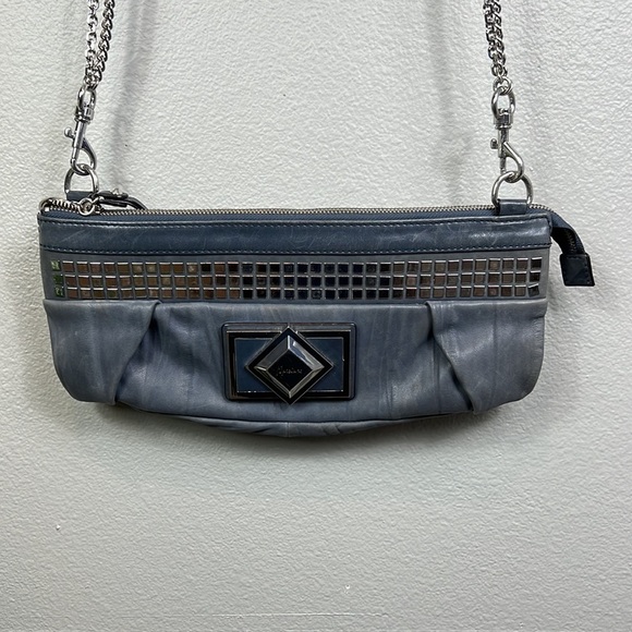 Marciano Handbags - Marciano Leather Shoulder Bag Clutch Chunky Chain Studded Gray